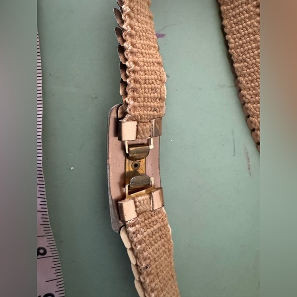 Vintage Gold Small Scales Stretch Belt With Rectangular Buckle Women’s Fits XS/S - Picture 4 of 4